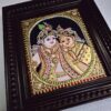 Radha Krishna Tanjore Painting with Frame 22K Gold Foils Teakwood Framed Painting Housewarming Gift Pooja Room Décor Ready to Ship