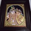 Radha Krishna Tanjore Painting with Frame 22K Gold Foils Teakwood Framed Painting Housewarming Gift Pooja Room Décor Ready to Ship