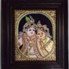 Radha Krishna Tanjore Painting with Frame 22K Gold Foils Teakwood Framed Painting Housewarming Gift Pooja Room Décor Ready to Ship