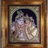 Radha Krishna Tanjore Painting with Frame 22K Gold Foils Teakwood Framed Painting Housewarming Gift Pooja Room Décor Ready to Ship