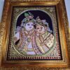 Radha Krishna Tanjore Painting with Frame 22K Gold Foils Teakwood Framed Painting Housewarming Gift Pooja Room Décor Ready to Ship