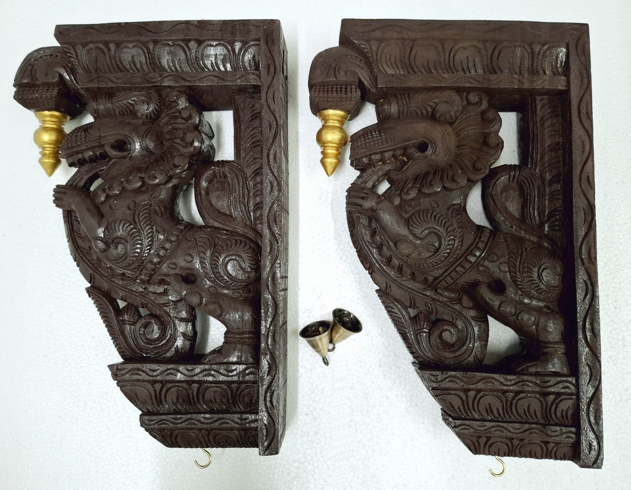 Wooden Yali Wall Corbel Pair