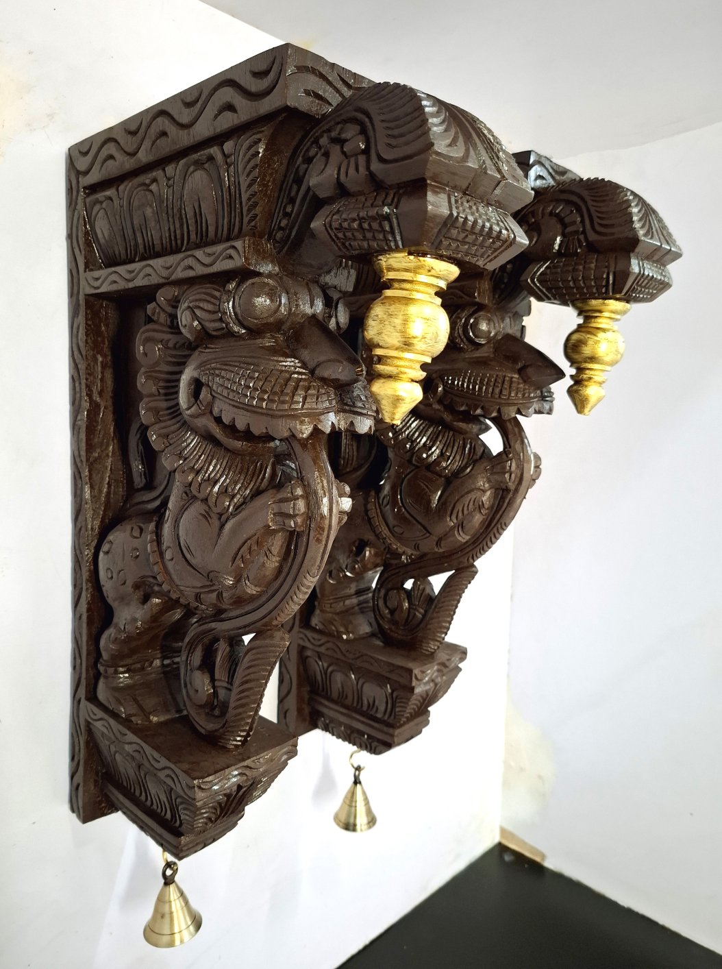 Wooden Yali Wall Corbel Pair