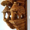 Wooden Elephant Wall Corbel Pair Natural Finish Brass Bells Wall Bracket 2 Pc Door Entrance Wall Décor Wall Hanging Ready to Ship