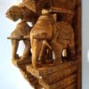 Wooden Elephant Wall Corbel Pair Natural Finish Brass Bells Wall Bracket 2 Pc Door Entrance Wall Décor Wall Hanging Ready to Ship