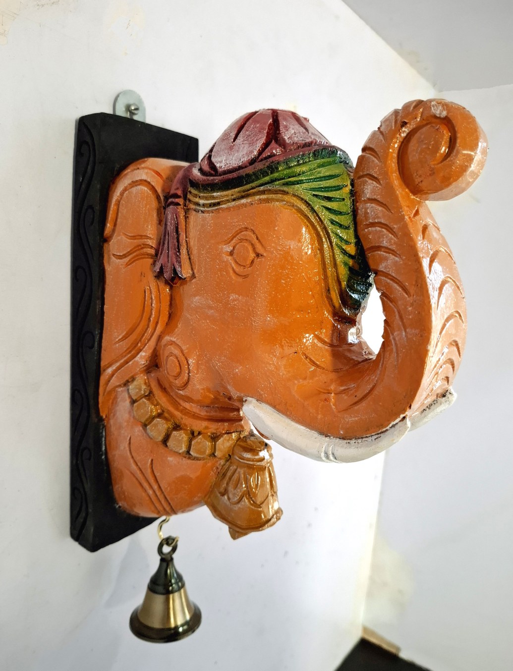 Wooden Ganesha Head Sculpture