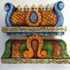 Hand-Carved Wooden Temple Gopuram Wall Panel in Antique Style – 12 Inch Mandir Dome Hanging Decor