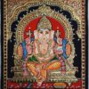 Traditional Ganesha Tanjore painting with rich gold foil work – handcrafted Indian art for spiritual home decor and temple Ganesh wall art