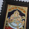 Traditional Saraswathi Tanjore painting with rich gold foil work – handcrafted Indian art for spiritual home decor and temple space.”