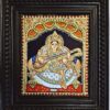 Traditional Saraswathi Tanjore painting with rich gold foil work – handcrafted Indian art for spiritual home decor and temple space.”
