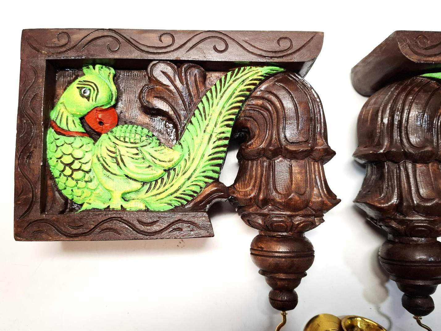 Wooden Bodhil Wall Bracket with Peacock