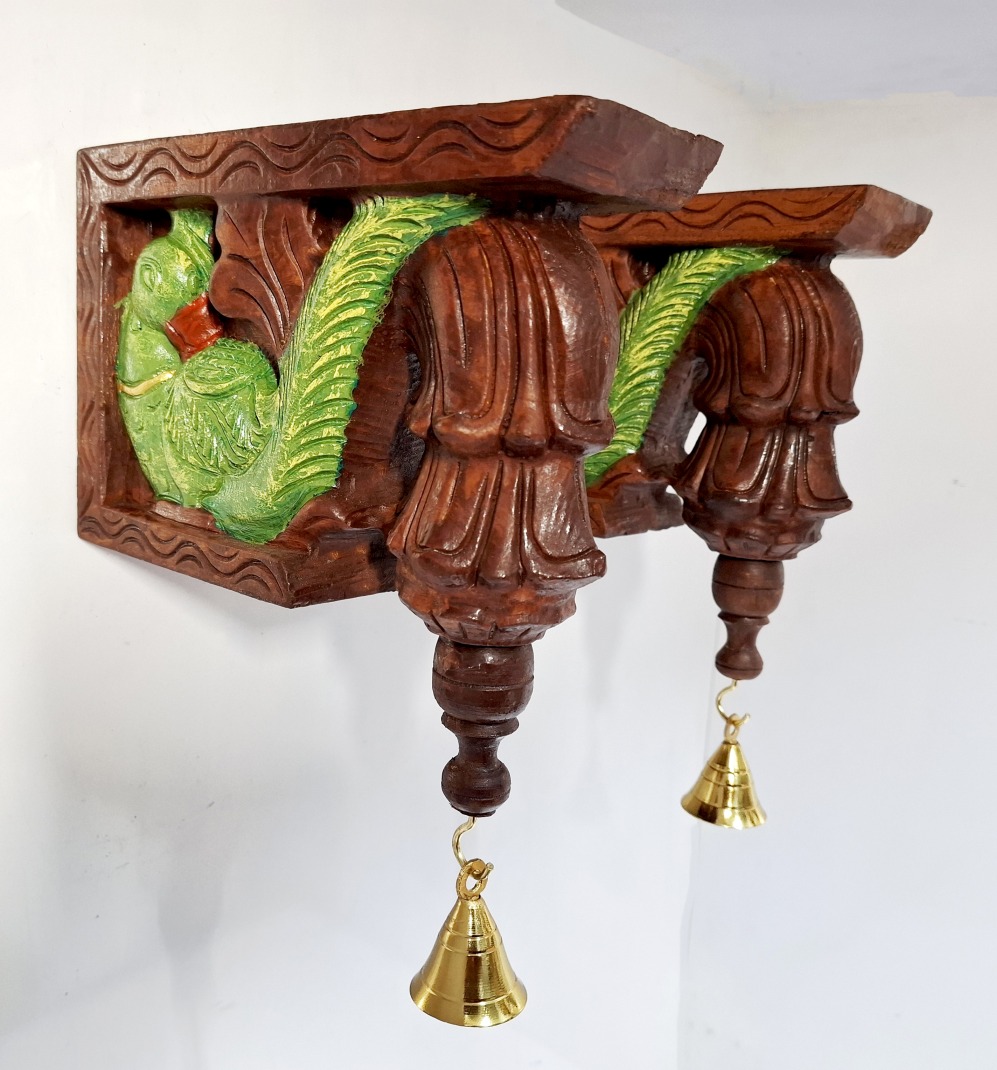 Wooden Bodhil Wall Bracket with Peacock