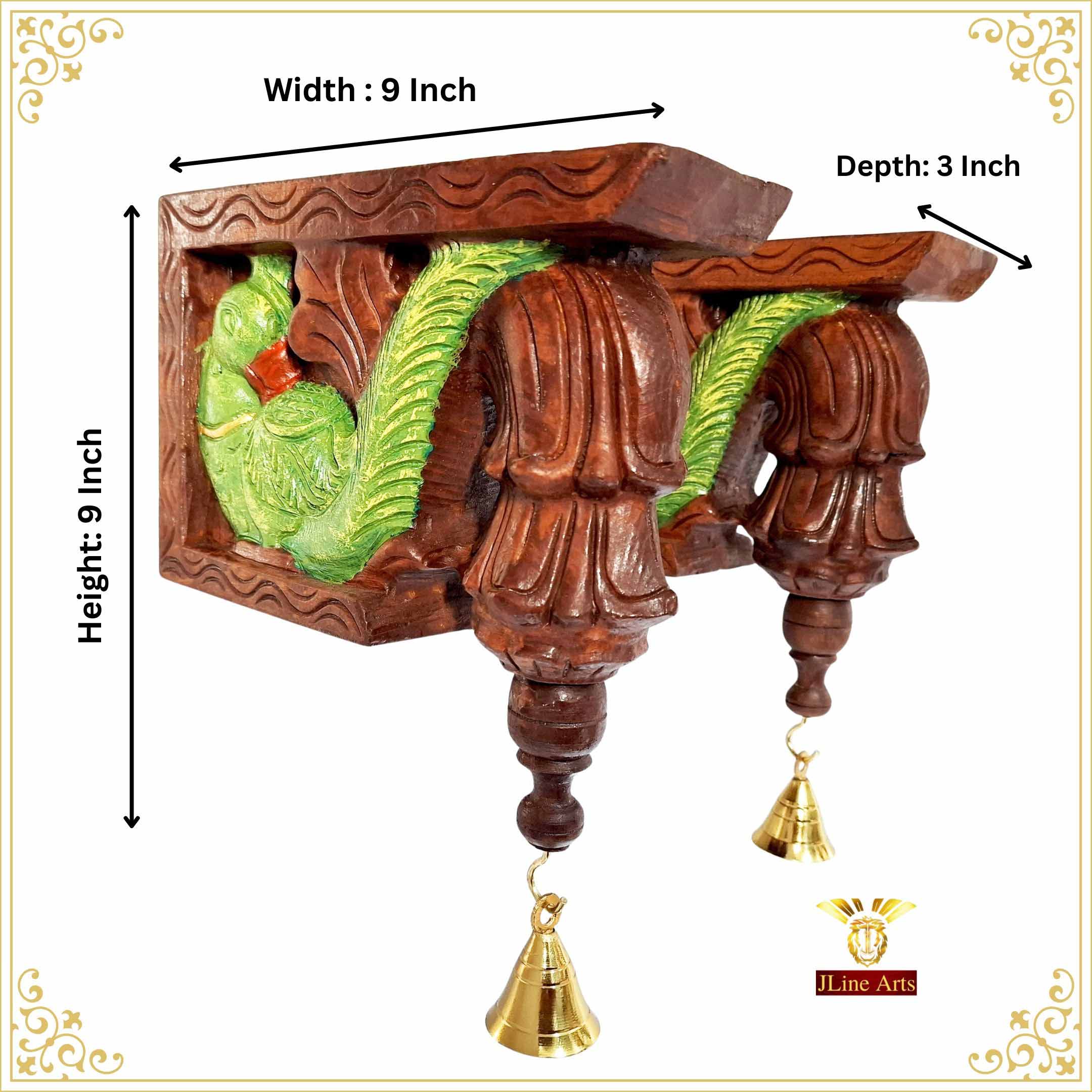 Wooden Bodhil Wall Bracket with Peacock