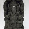 Beautifully carved 18 inch wooden Ganesh sculpture by JLine Arts, ideal as a divine Ganapathi home decor piece or sacred pooja room figurine. This handcrafted Vinayaka statue is ready to ship.