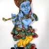 18-inch wooden Krishna statue depicting Bal Gopal with flute, for home temples