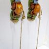 Hand-carved wooden peacock wall bracket pair with brass diya and hanging chain – JLine Arts