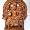 Hand-carved Wooden Shiva Parvathi Statue 26 Inches Antique Brown Finish – South Indian Traditional Sculpture by JLine Arts