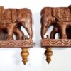 Wooden Elephant Wall Bracket Pair