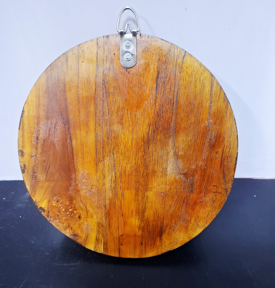 Handmade Wooden Kolam Round Wall Shelf 9 Inch with Brass Diya and Bell – Ethnic Indian Wall Hanging Pooja Decor for Wedding & Housewarming Gift"