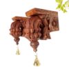 Handcrafted Wooden Wall Bracket Bodhil Pair | 9 Inch Solid Wood Antique Finish with Brass Bells | Traditional Indian Wall Hanging for Pooja Room & Entrance