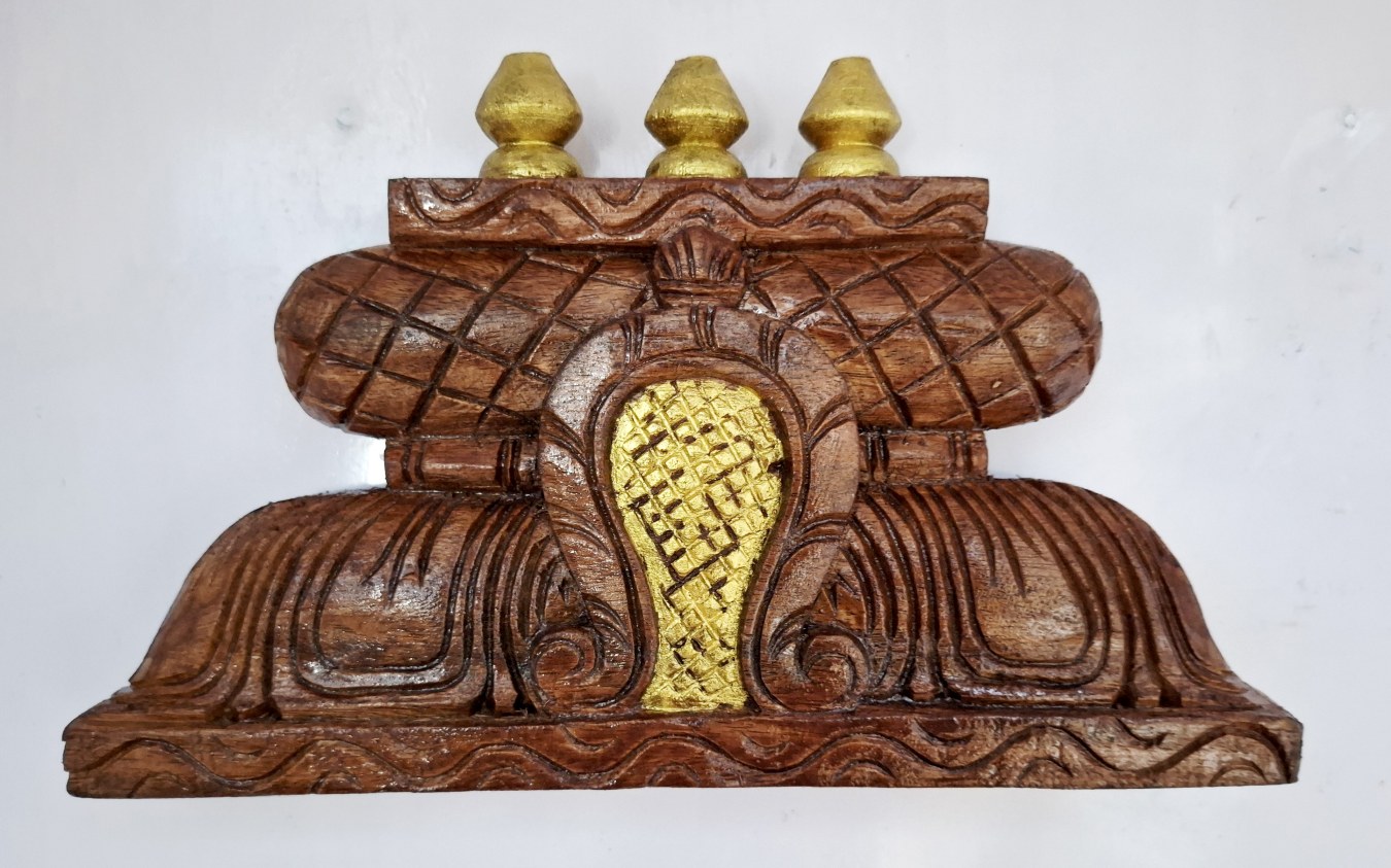 12 inch wooden temple gopuram panel hand carved South Indian mandir dome wall decor