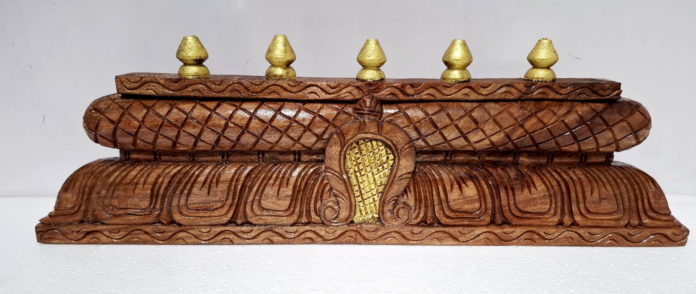 24 inch wooden temple gopuram wall panel hand carved South Indian mandir dome decor