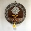 Handmade Wooden Kolam Round Wall Shelf 9 Inch with Brass Diya and Bell – Ethnic Indian Wall Hanging Pooja Decor for Wedding & Housewarming Gift"