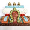 Wooden Temple Gopuram Wall Panel 12 Inch Hand Carved Antique Style Multicolor Mandir Dome Wall Hanging for Home & Pooja Room Decor