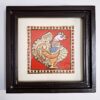 Peacock Tanjore painting with 22K gold foil and teakwood frame 9.5x9.5 inches