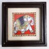 Elephant Tanjore painting with 22K gold foil and teakwood frame 9.5 x 9.5 inch