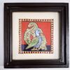 Peacock Tanjore painting with 22K gold foil and teakwood frame 9.5x9.5 inches