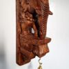 Wooden Elephant Statue Wall Bracket 12 Inch Hand Carved Solid Wood with Brass Bell Single Piece for Home and Pooja Room Décor