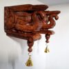 Wooden Wall Bracket Bodhil Pair 9 Inch Elephant Design Hand-Carved Solid Wood with Brass Bells Antique Finish for Pooja Room and Entrance Décor