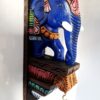 Wooden Elephant Statue Wall Bracket 12 Inch Hand Carved Multicolor Solid Wood with Brass Bell for Pooja Room and Home Décor