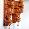 Wooden Elephant Wall Bracket Pair 18 Inch Hand Carved Solid Wood Corbels with Brass Bells Antique Brown Finish for Pooja Room and Entrance Décor