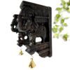 Wooden Elephant Wall Bracket Pair 12 Inch Hand Carved Antique Finish Corbels with Brass Bells for Temple Entrance and Pooja Room Décor