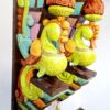 Wooden Peacock Wall Bracket Pair 20 Inch Hand Carved Multicolor Solid Wood Corbels with Brass Bells for Temple, Home and Pooja Room Décor