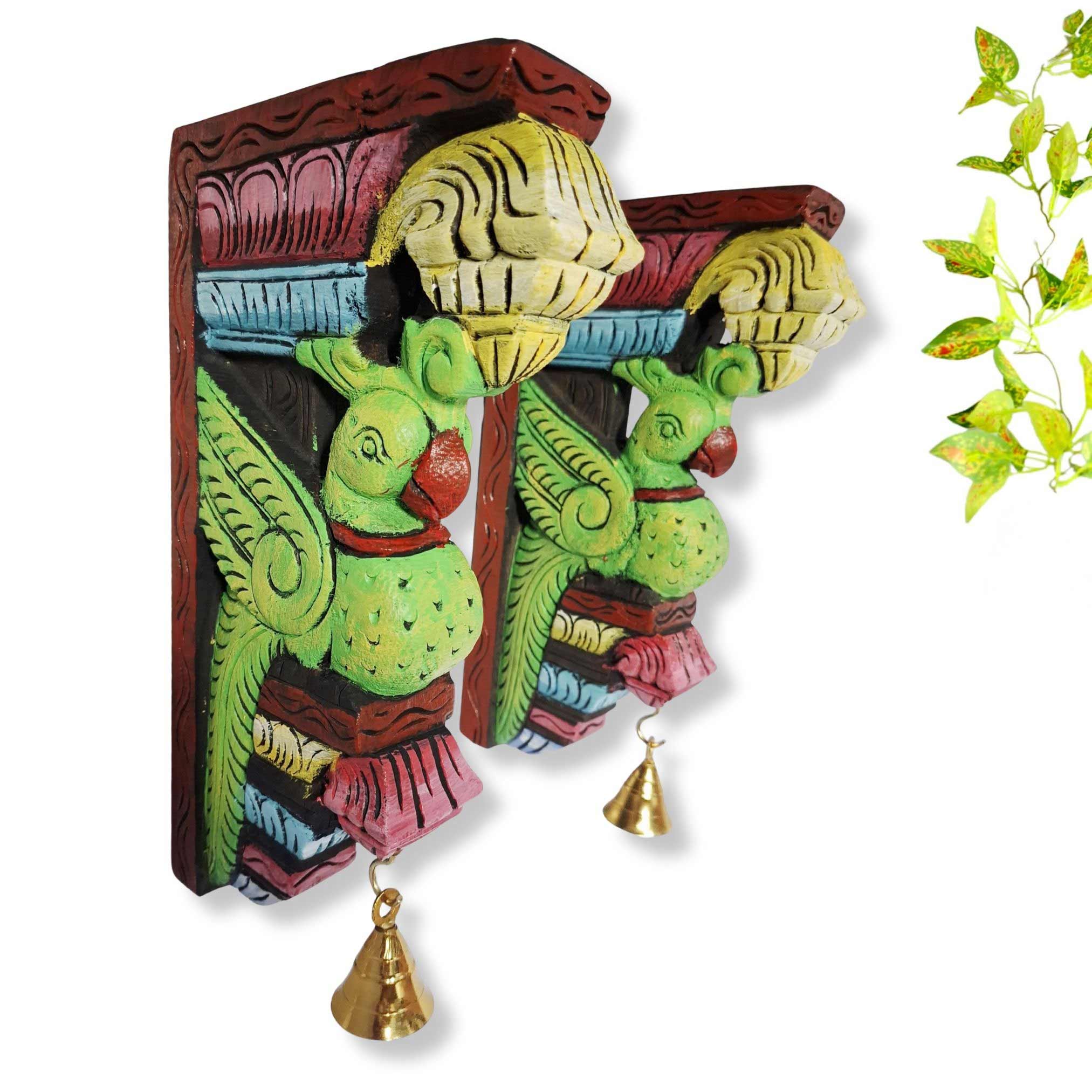 Wooden Wall Bracket Parrot Pair