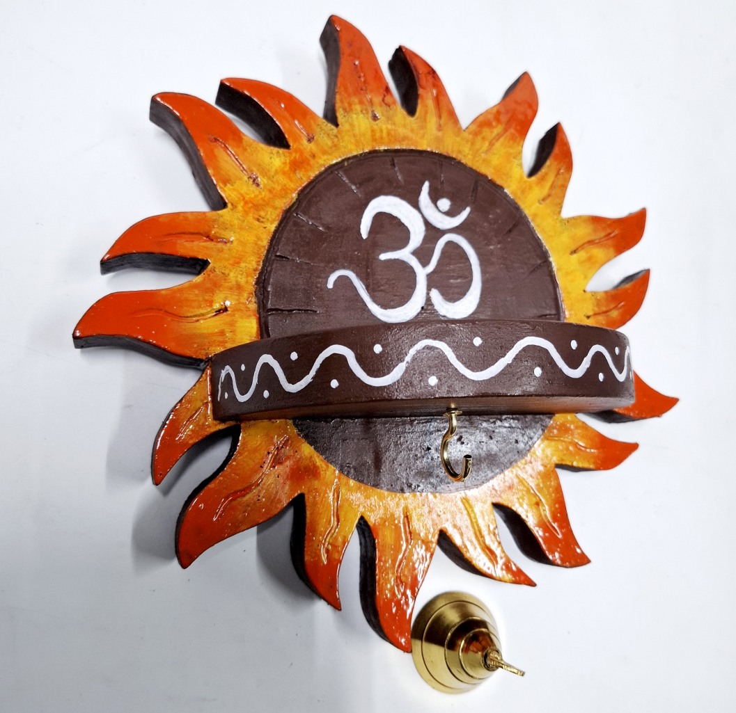 Wooden Om Sun Wall Shelf