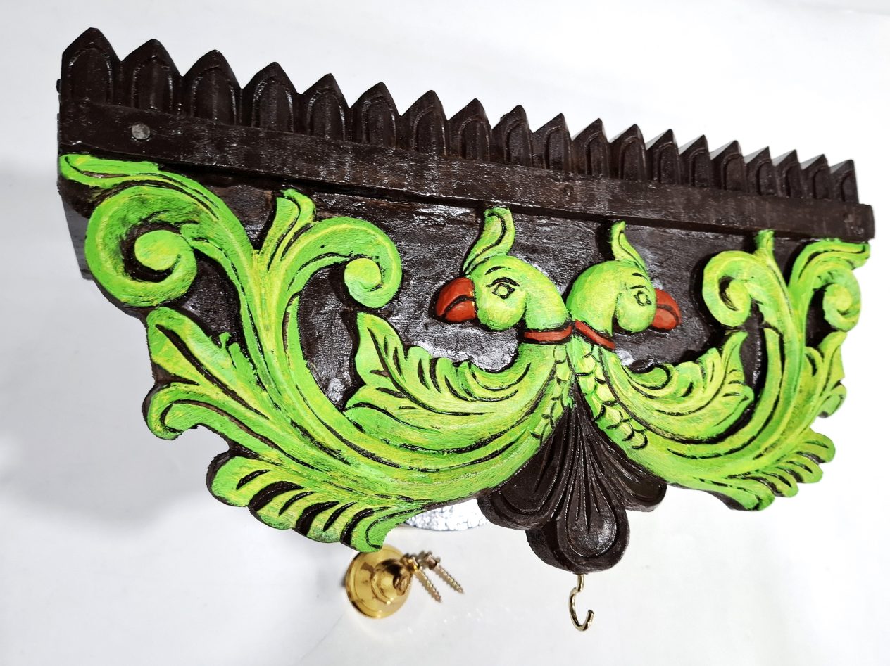 Wooden Parrot Wall Shelf