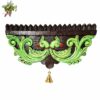Hand carved wooden parrot wall shelf with brass bell South Indian temple decor