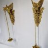 Brass Wall Bracket Parrot Pair 12 Inch Hand Carved with Diya for Pooja Room and Home Décor