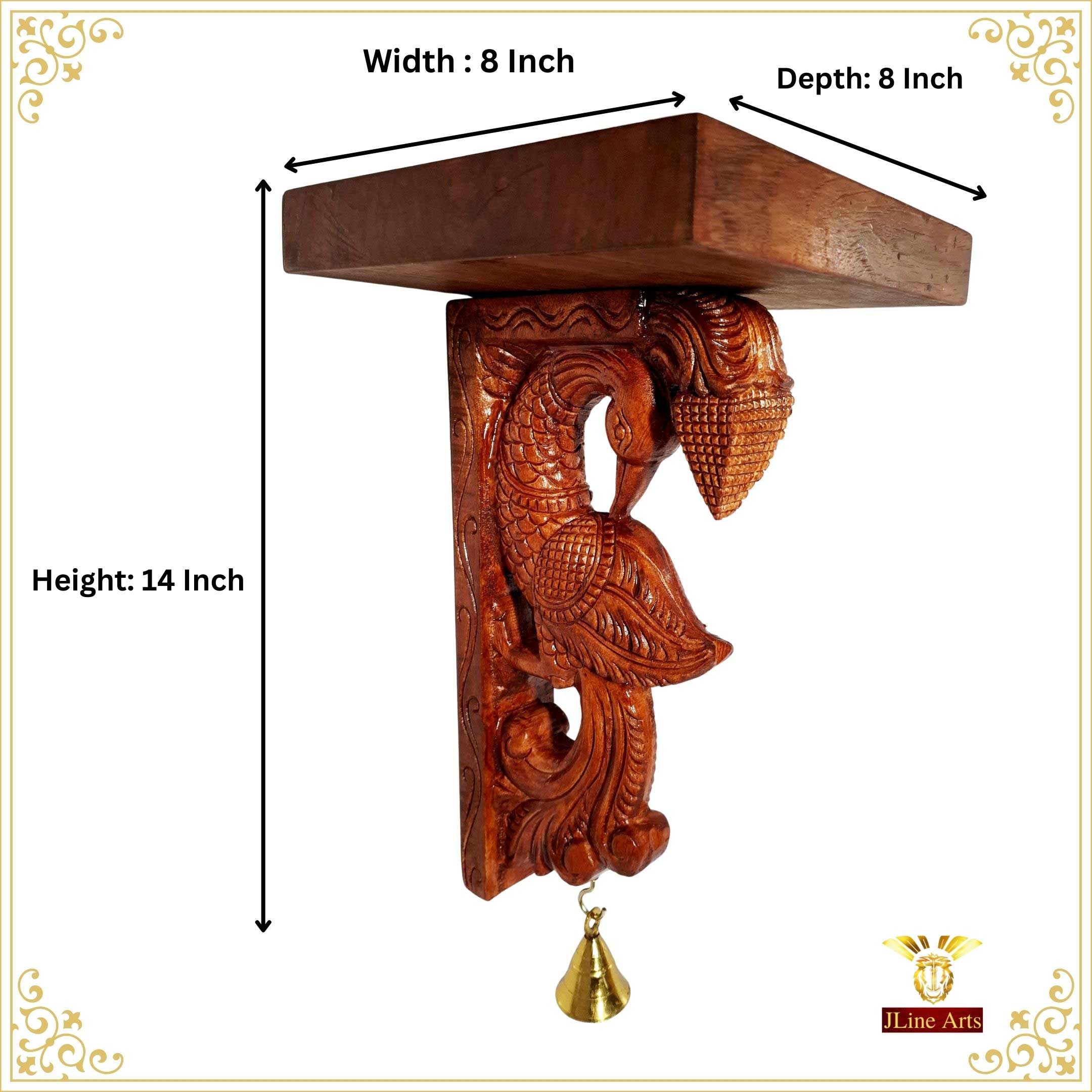 Wooden Peacock Wall Bracket