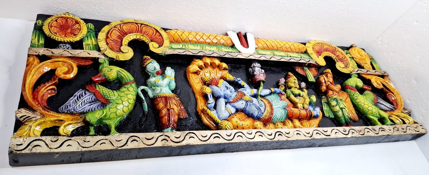 wooden ranganatha vishnu wall panel