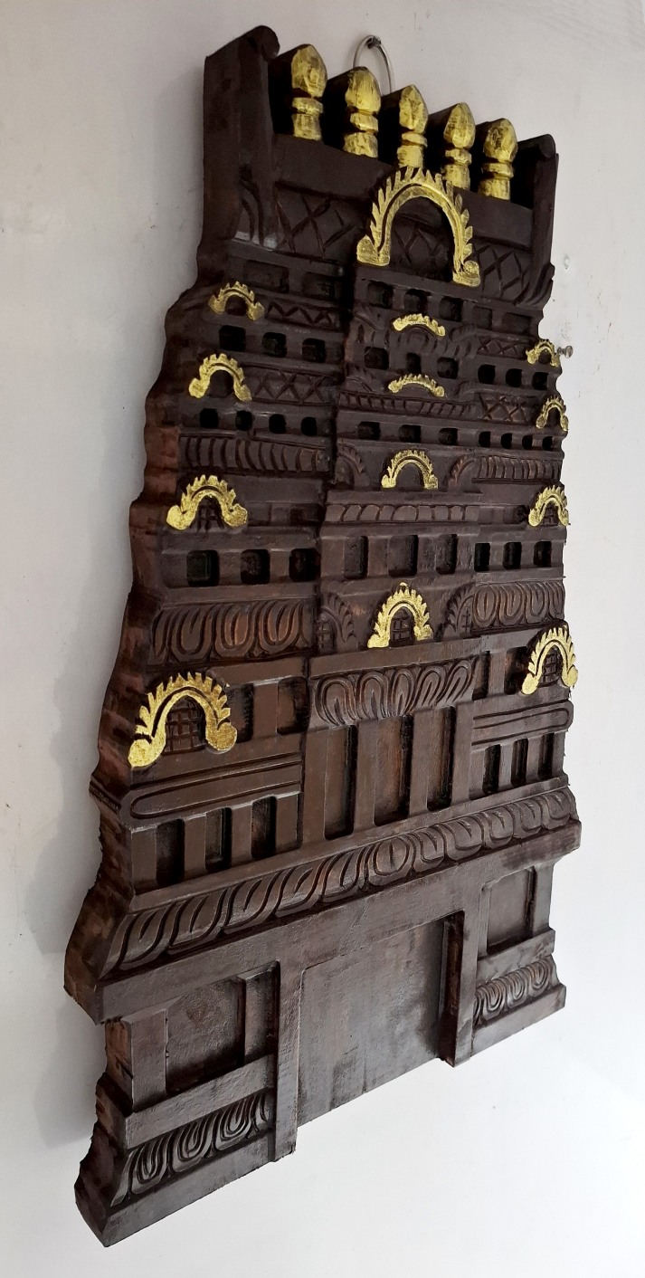 Wooden Temple Gopuram Wall Panel