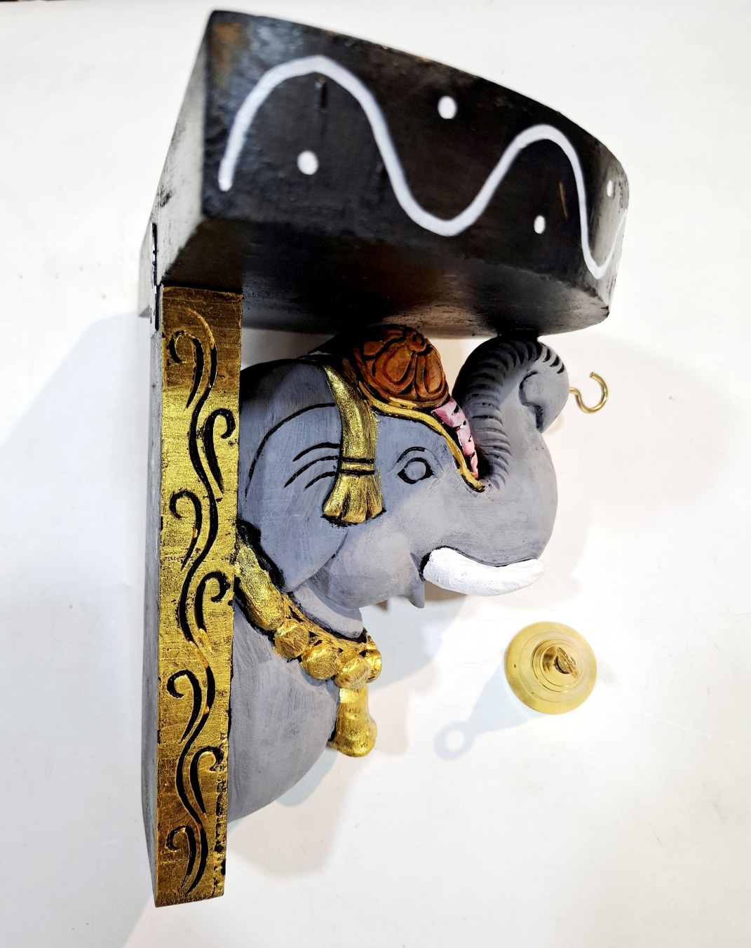 elephant wooden wall shelf