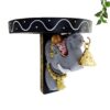Hand carved wooden elephant wall shelf with brass bell traditional temple decor