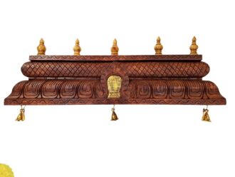 Wooden Temple Gopuram Wall Panel 36 Inch | Hand-Carved Antique Finish Mandir Dome Decor