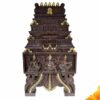 Hand-carved mahogany temple gopuram wall panel with Lakshmi Ganesha Saraswati