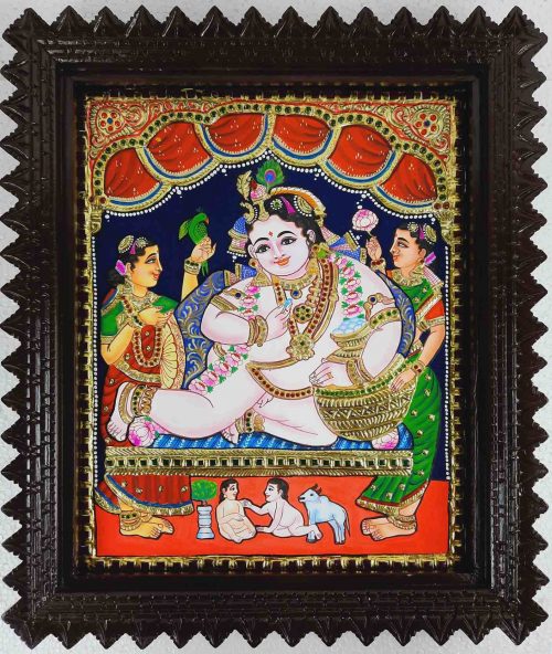 Butter Krishna 15 x 12 Inches Tanjore Painting - JLA (2)